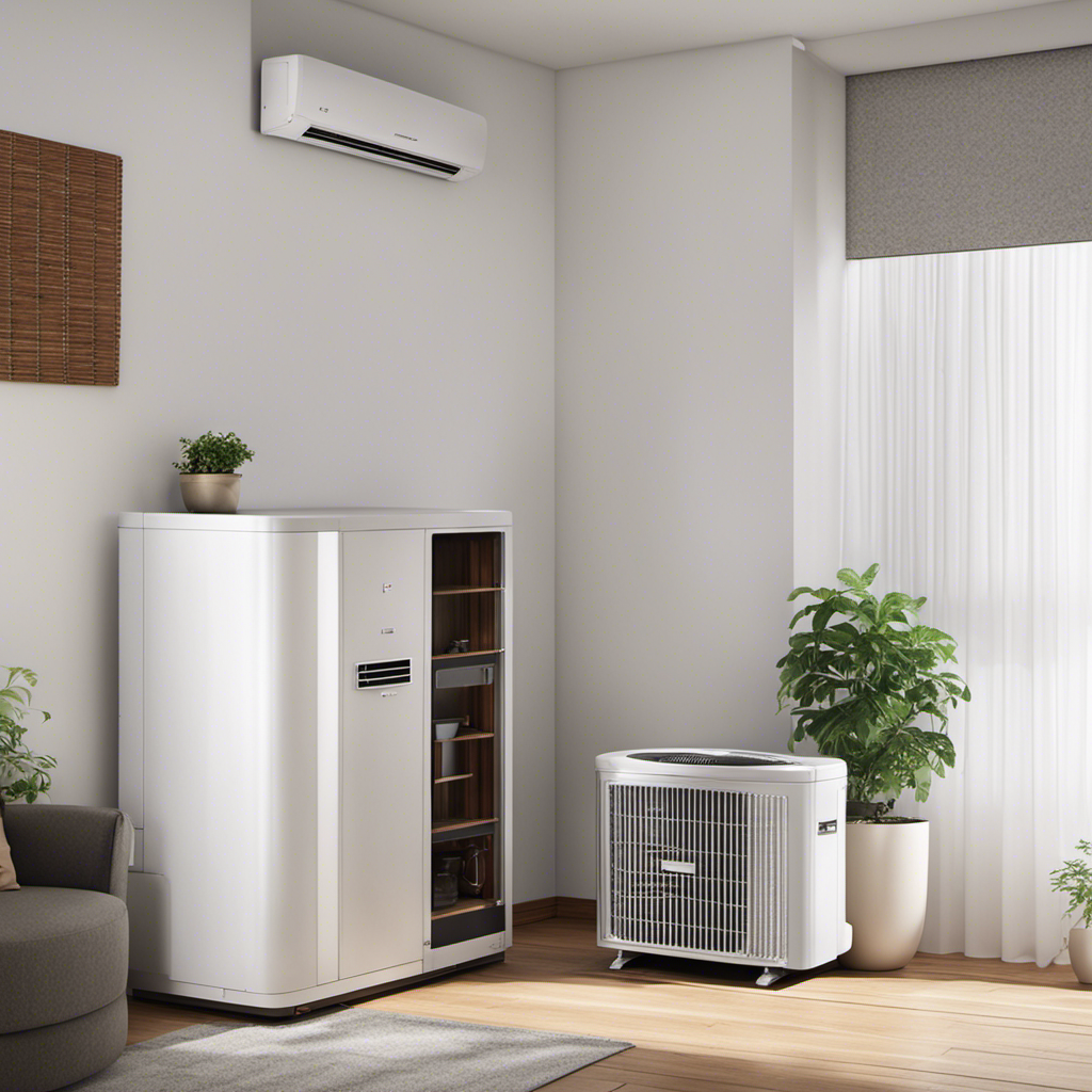 An image showcasing a split-screen comparison: on one side, a well-maintained air conditioner lasting 15 years before malfunctioning, on the other side, a heat pump in optimal condition continuing to run smoothly after 15 years