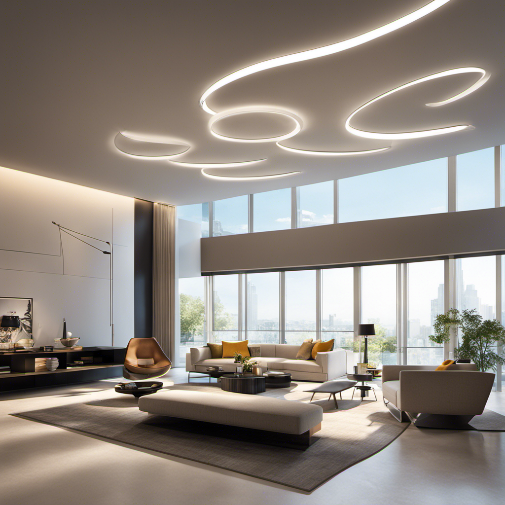 An image showcasing a bright, sunlit room with a modern, sleek HVAC system installed on the wall