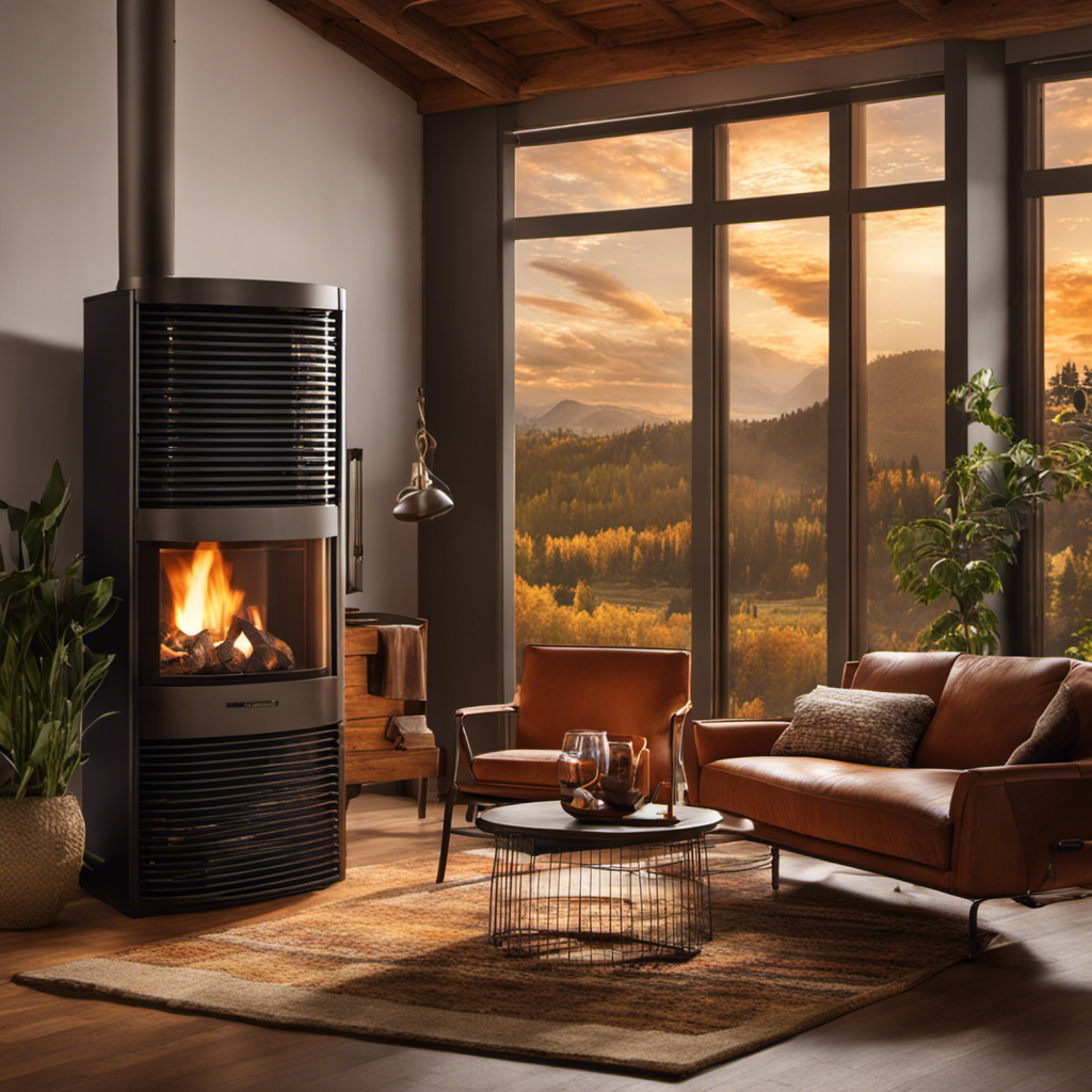 An image showcasing a cozy living room with a furnace pumping out heat relentlessly