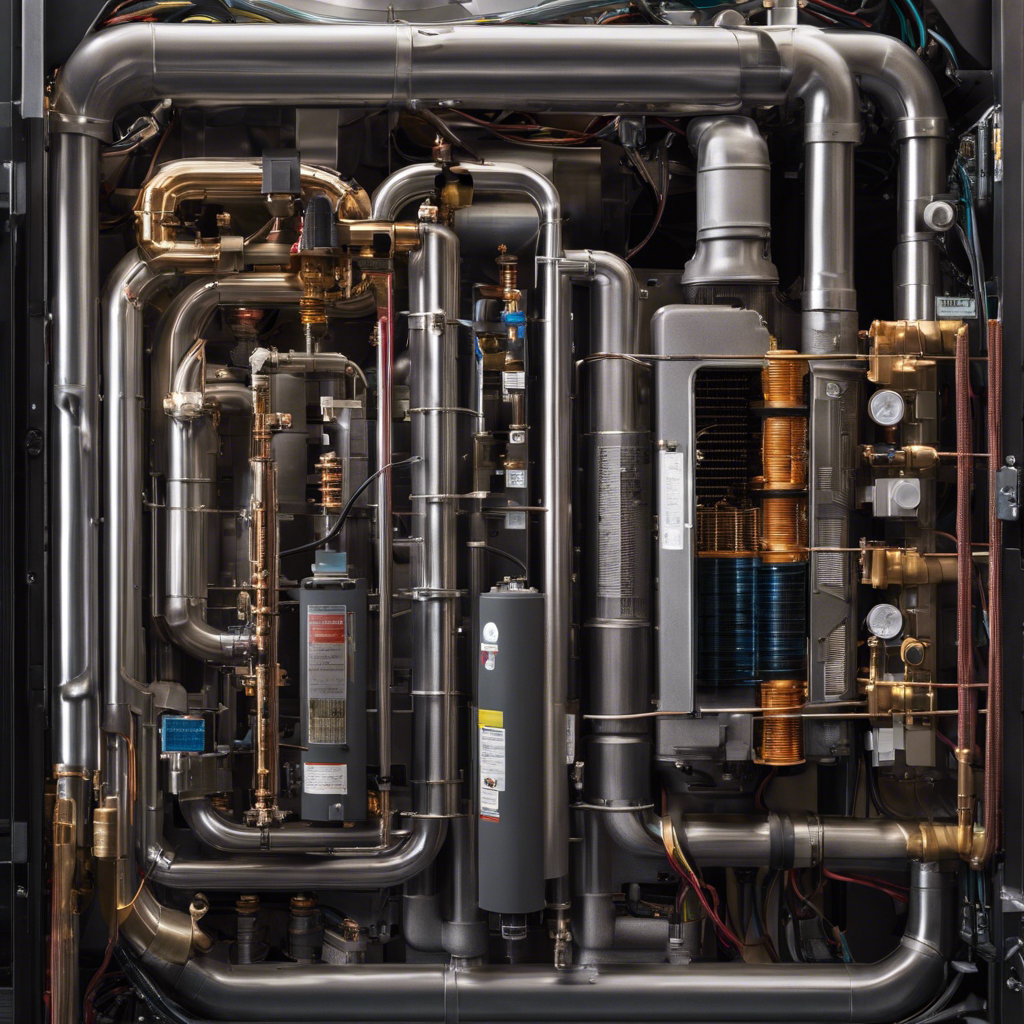 An image showcasing the intricate inner components of an HVAC system, with a close-up focus on a capacitor