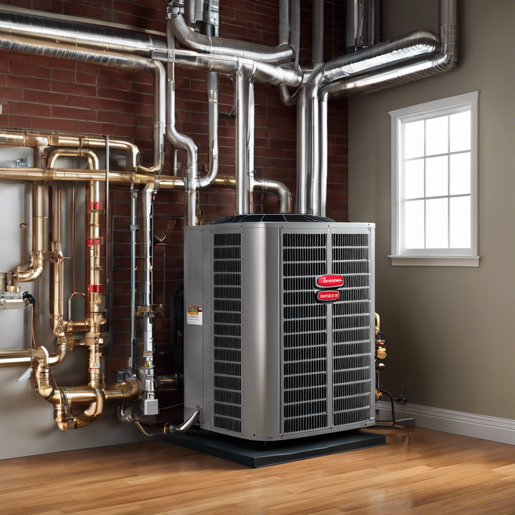 An image showcasing a split-screen comparison between an HVAC system and a traditional furnace, highlighting their distinct components like ductwork, heat exchanger, condenser unit, and thermostat, to visually explain the difference