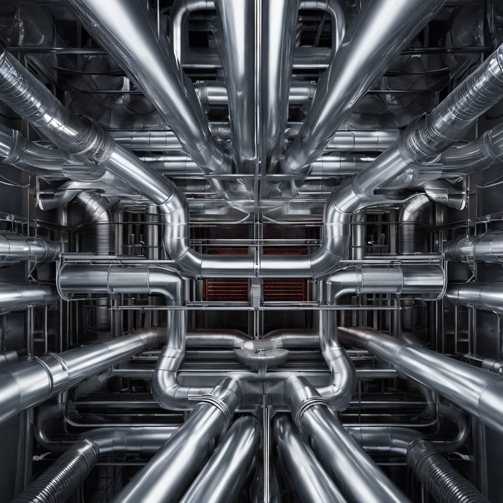 An image showcasing the intricate network of air ducts in an HVAC system, highlighting the return air vents strategically placed throughout a building, illustrating the crucial role of air circulation