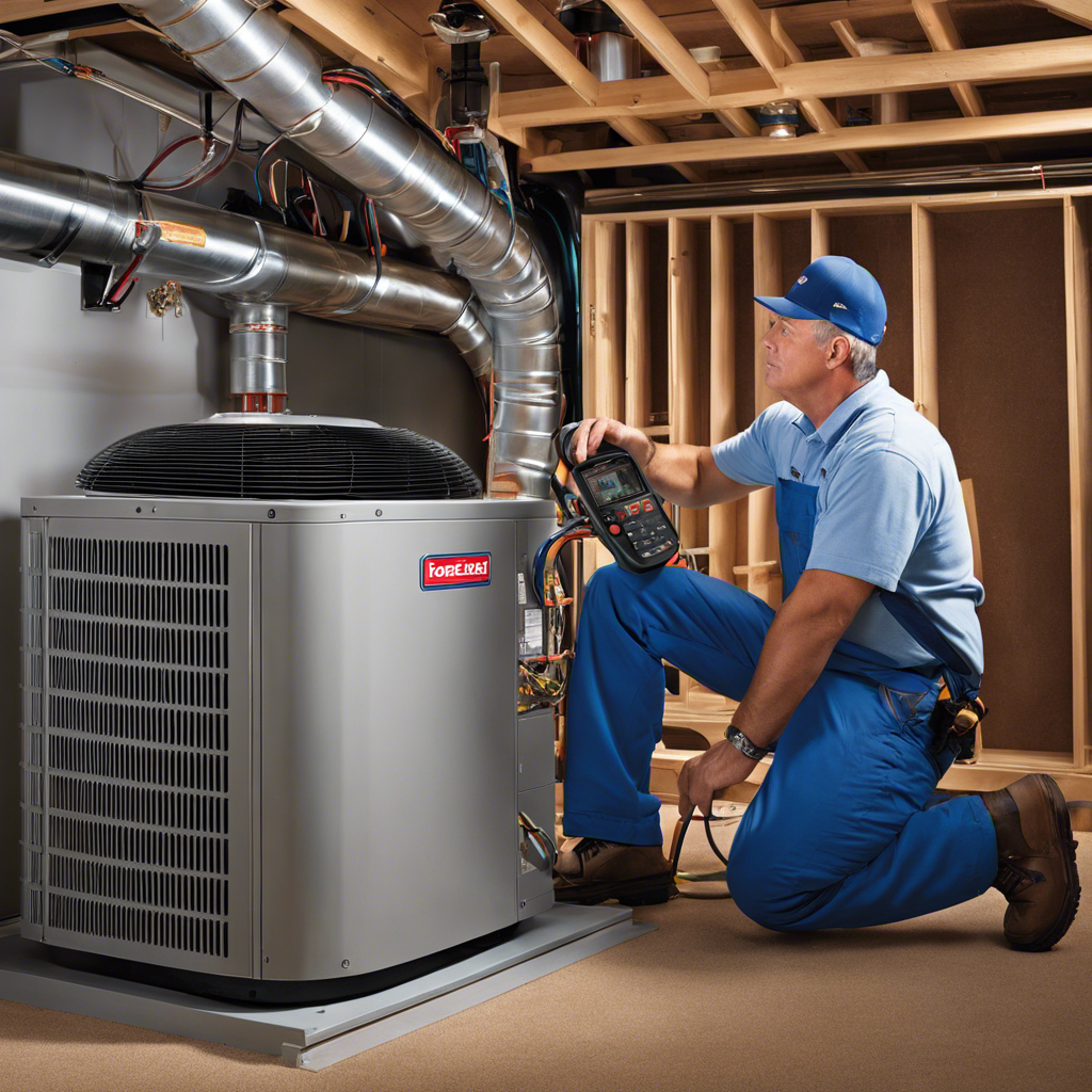 An image depicting a homeowner patiently observing technicians meticulously installing a comprehensive HVAC system, showcasing the intricate process, from carefully positioning equipment to connecting intricate ductwork, emphasizing the time-consuming nature of the installation