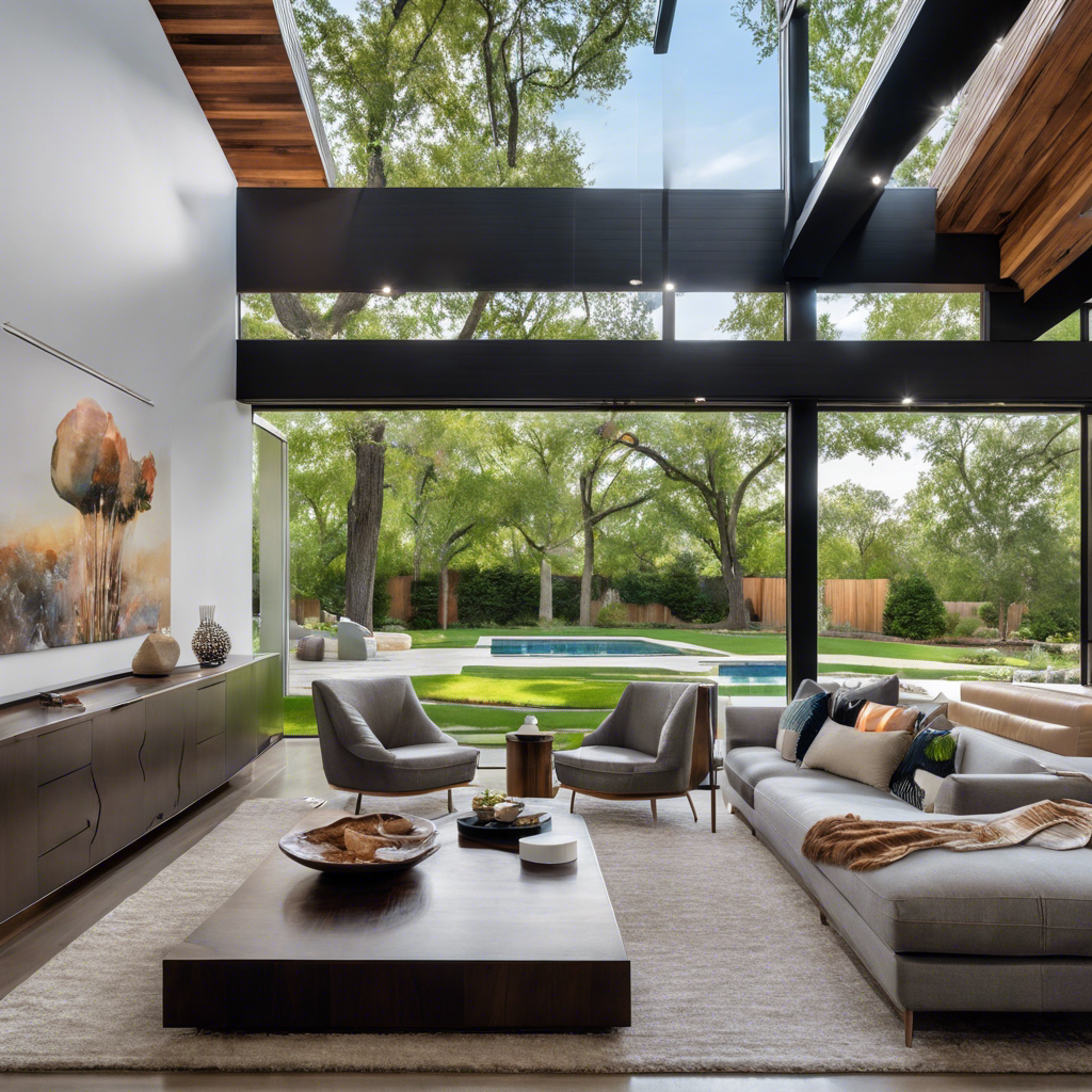 An image showcasing a spacious, modern Tulsa home, with a gleaming HVAC system that perfectly complements the architecture