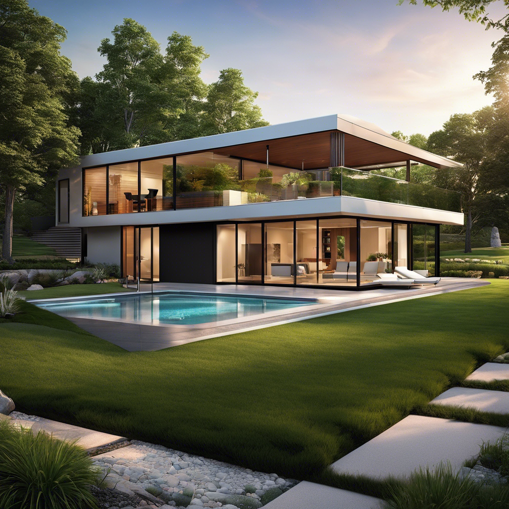 An image featuring a modern residential house in Tulsa, surrounded by vibrant green geothermal wells seamlessly integrated into the landscape, showcasing the energy-efficient and eco-friendly geothermal heating and cooling systems available in the city