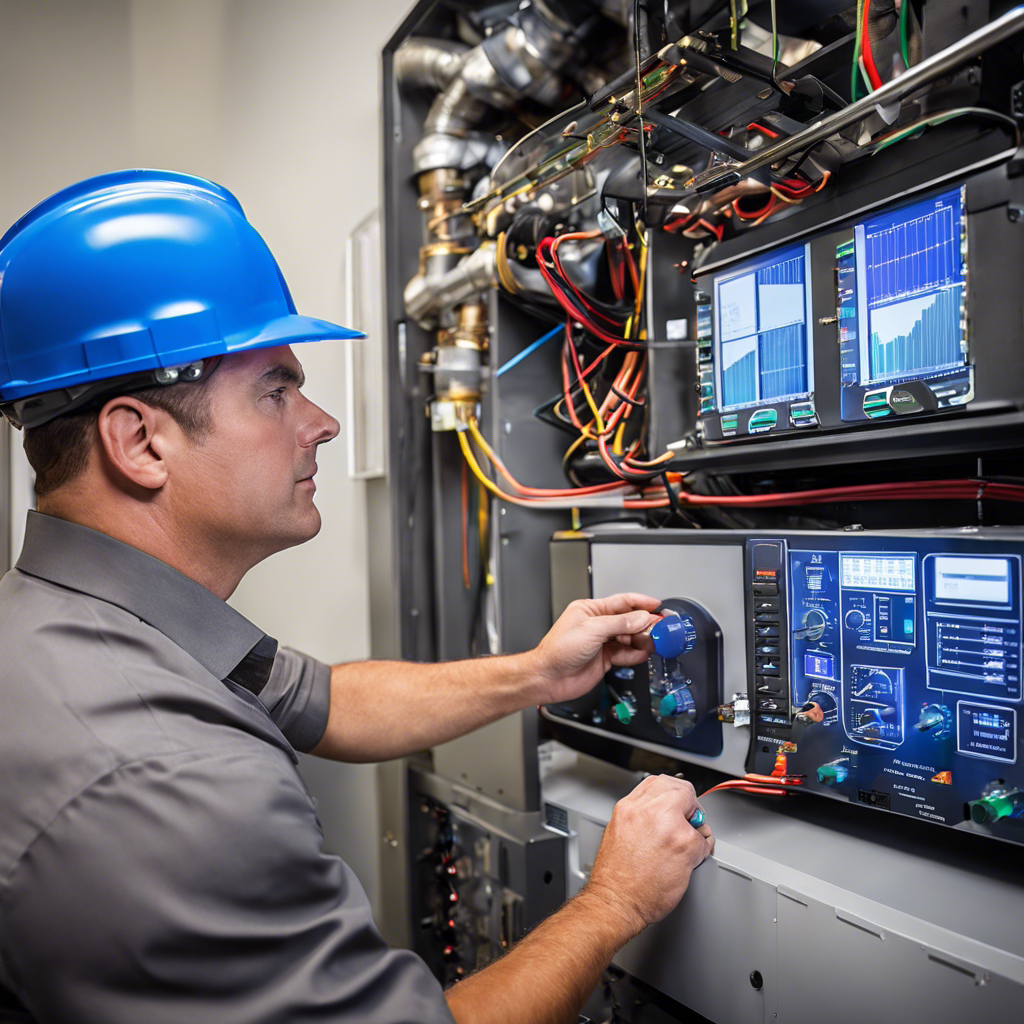 An image featuring a skilled technician using advanced equipment to meticulously examine and optimize a commercial HVAC system in a Tulsa business