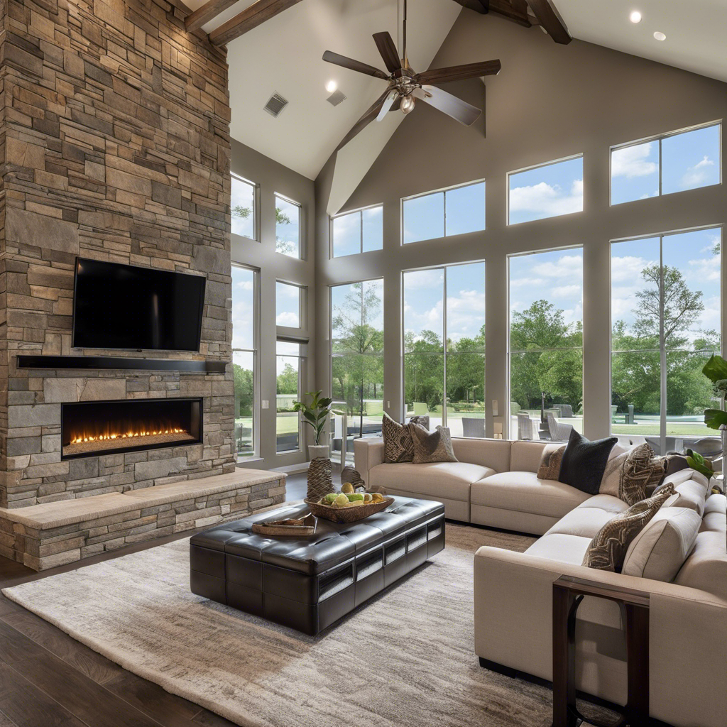 An image showcasing a spacious open floor plan home in Tulsa, with distinct zones seamlessly integrated