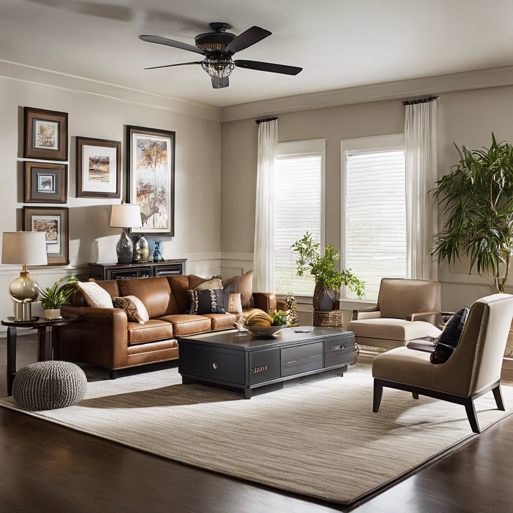 An image showcasing a cozy Tulsa living room featuring a well-maintained HVAC system