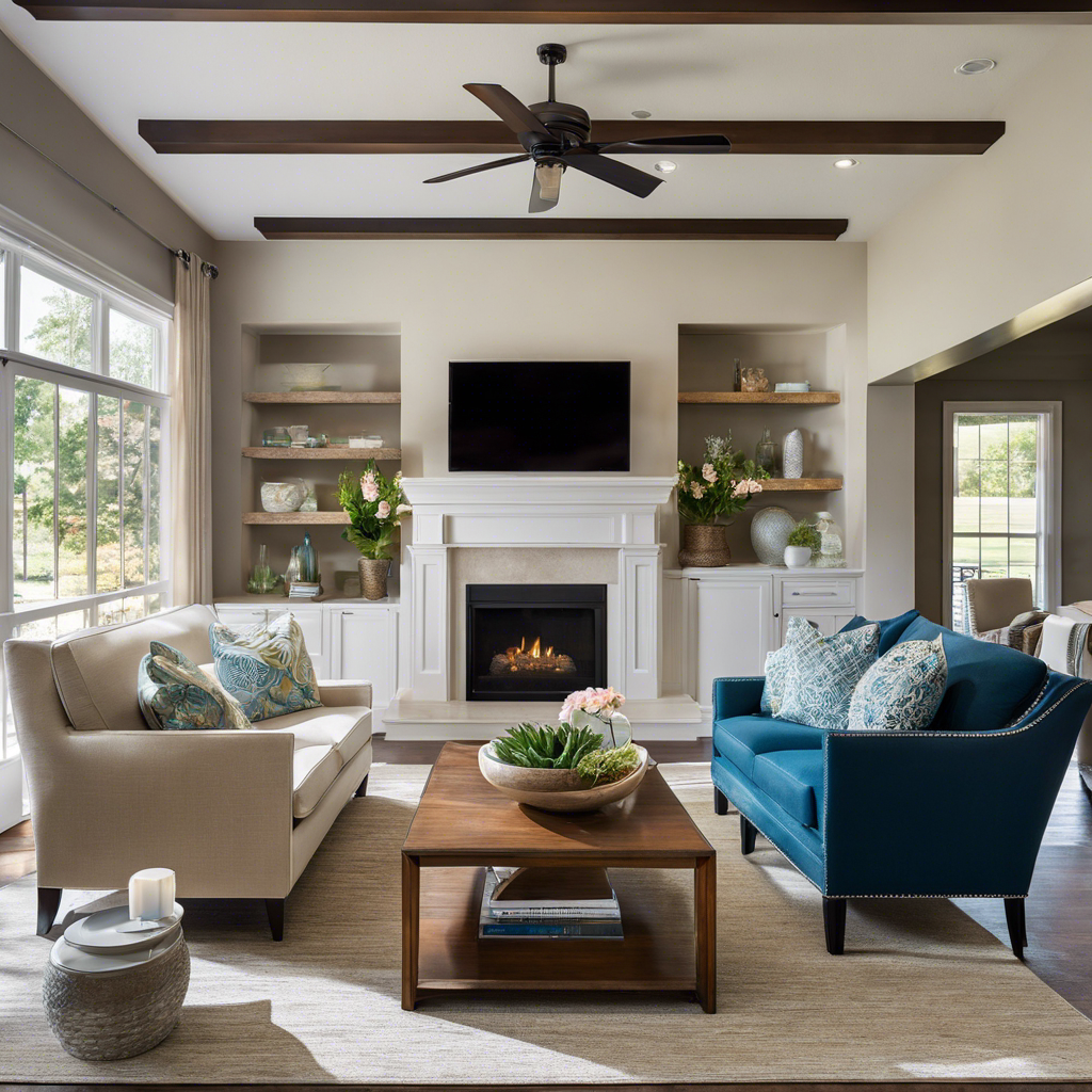 An image showcasing a serene living room in Tulsa, bathed in natural sunlight