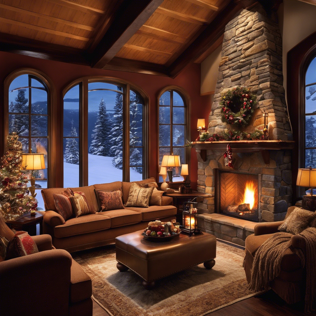An image showcasing a cozy living room with snowflakes falling outside a tightly sealed window